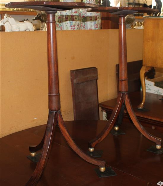 Pr mahogany tripod tables